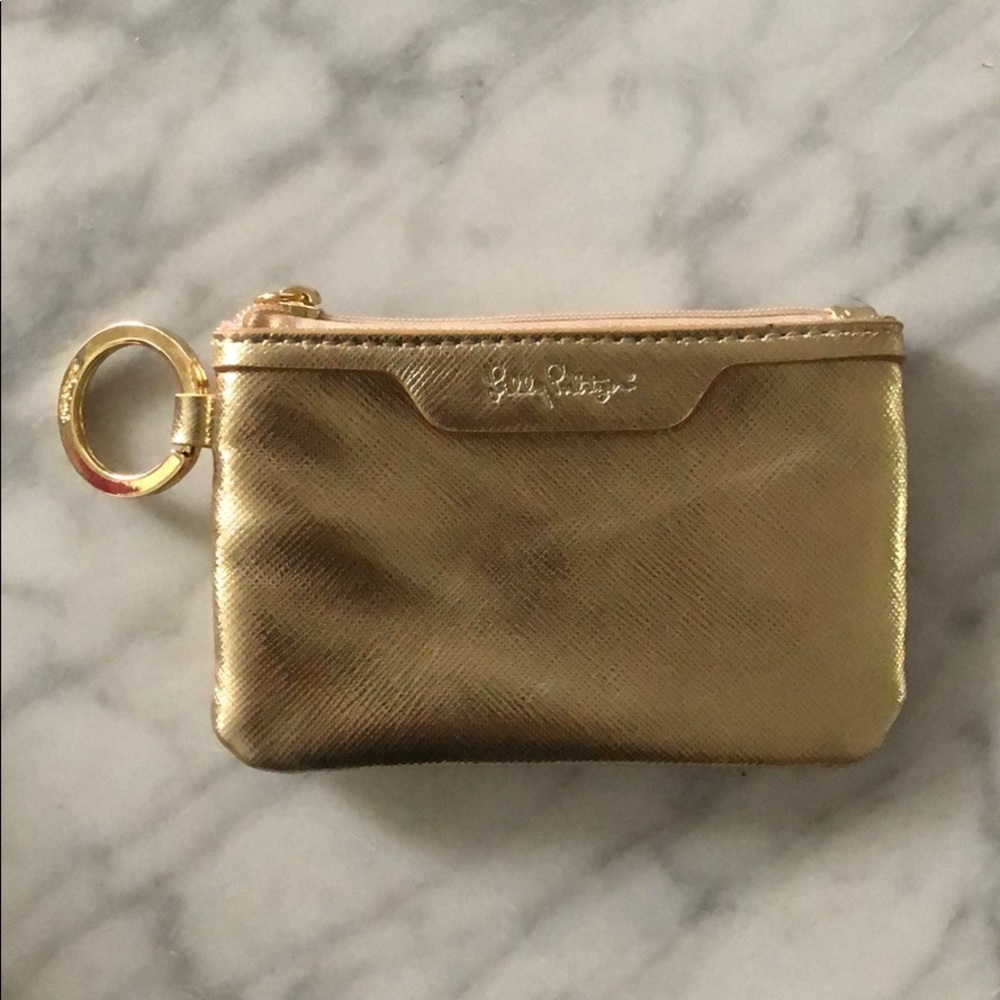 Lilly Pulitzer gold change purse/wallet